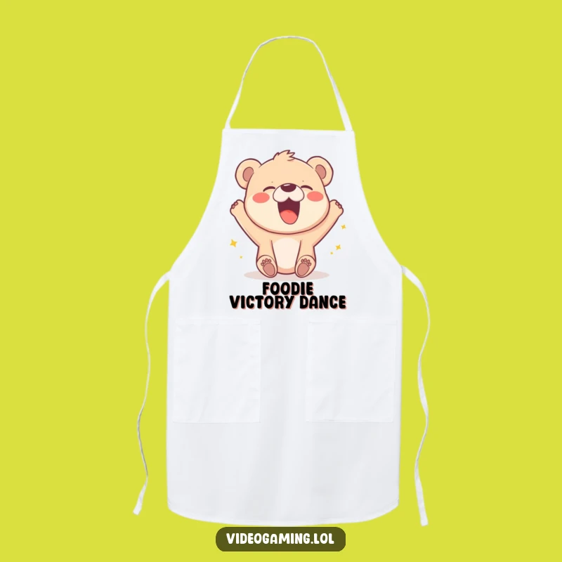 Funny Bear Cub Kitchen Apron: Joyful Cooking Victory Fun