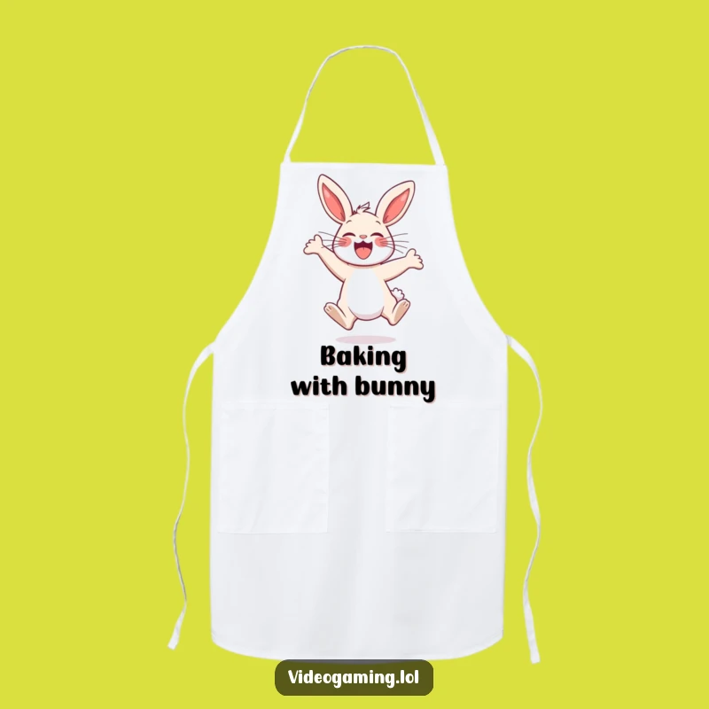 Funny Bunny Excitement Apron - Chef Bunny Jumping, Whimsical Funny Gift