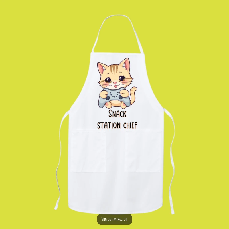 Funny Cat Gamer Apron: Cook Up Wins with Focused Style
