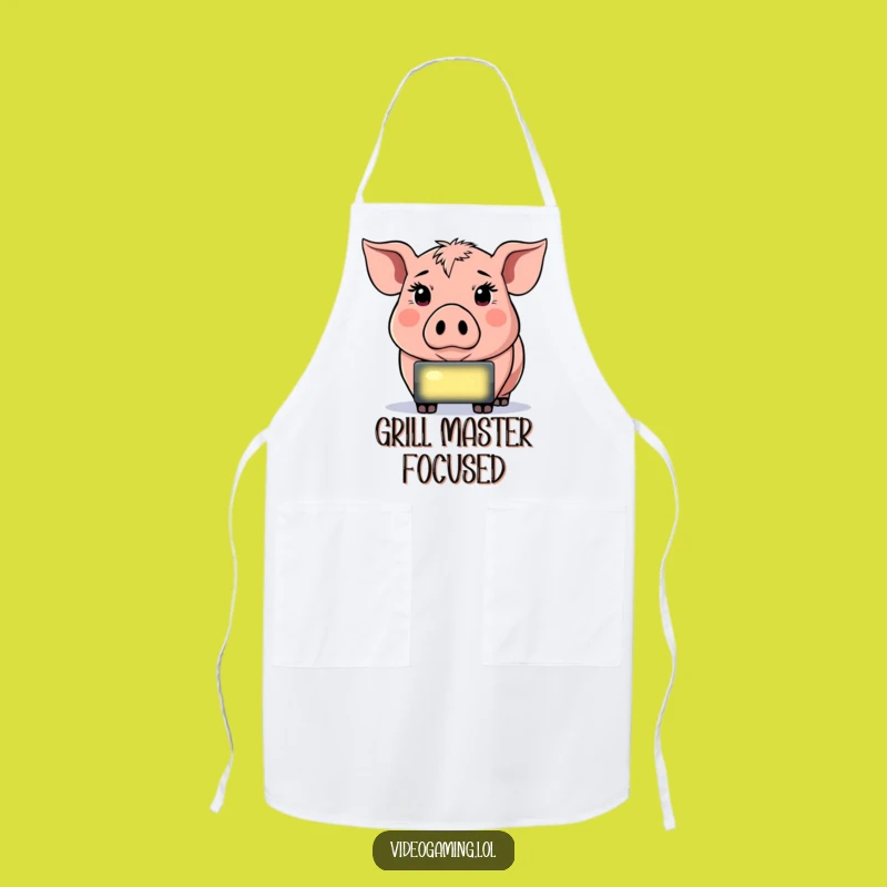Funny Determined Pig Apron - Gamer Screen Intensity Kitchen Gift