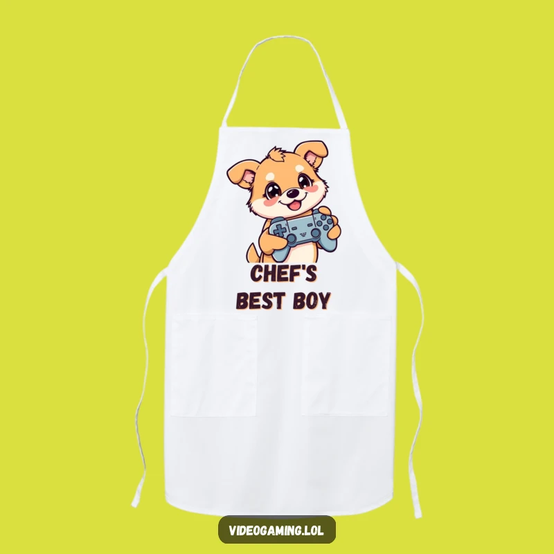Funny Gamer Dog Apron: Cook Up Laughs During Gaming Breaks