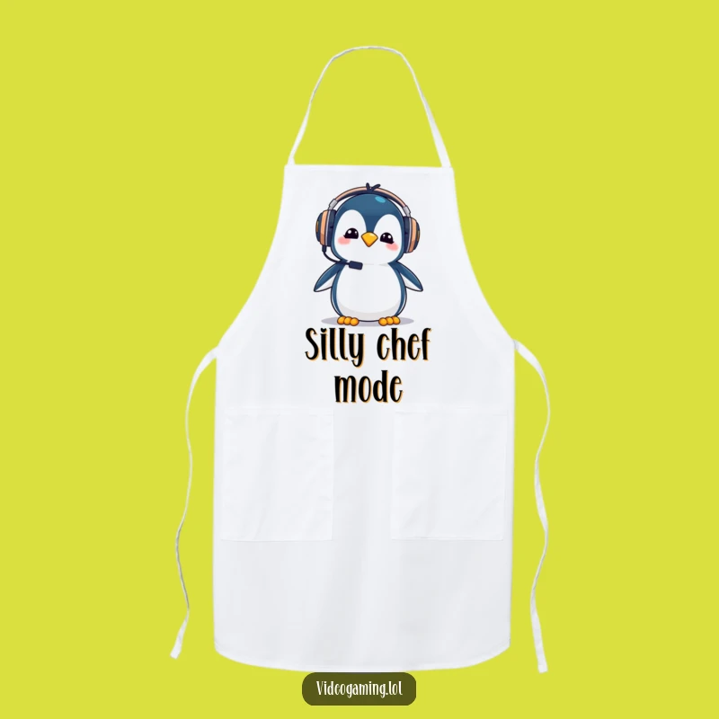 Funny Penguin Gamer Apron - Cook With Goofy Charm