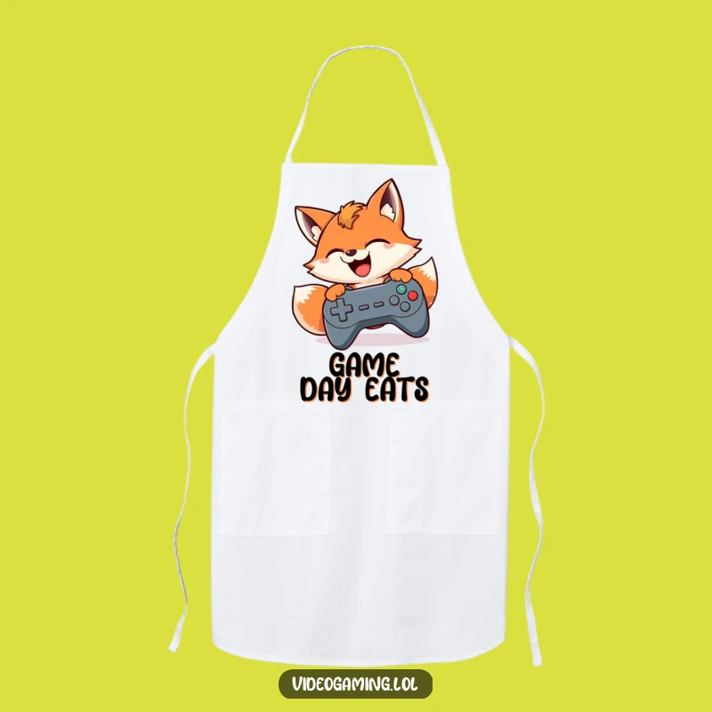 Funny Gamer Fox Apron: Mash Buttons in the Kitchen with Humorous Style