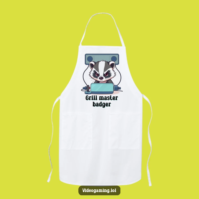 Funny Badger Gamer Apron - Chef Badger Intense Eyes, Humorous Funny Gift