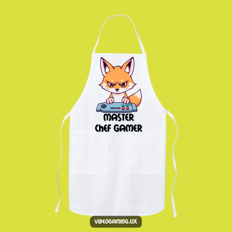Funny Fox Gamer Apron - Focus on Flavor, Play With Intensity