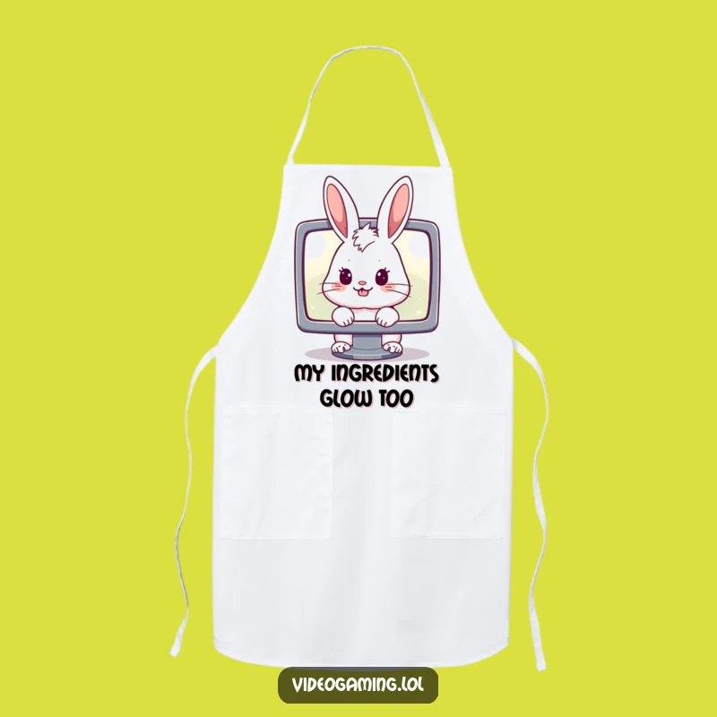 Funny Cheerful Rabbit Apron: Hilarious Gamer Chef for Screen Time