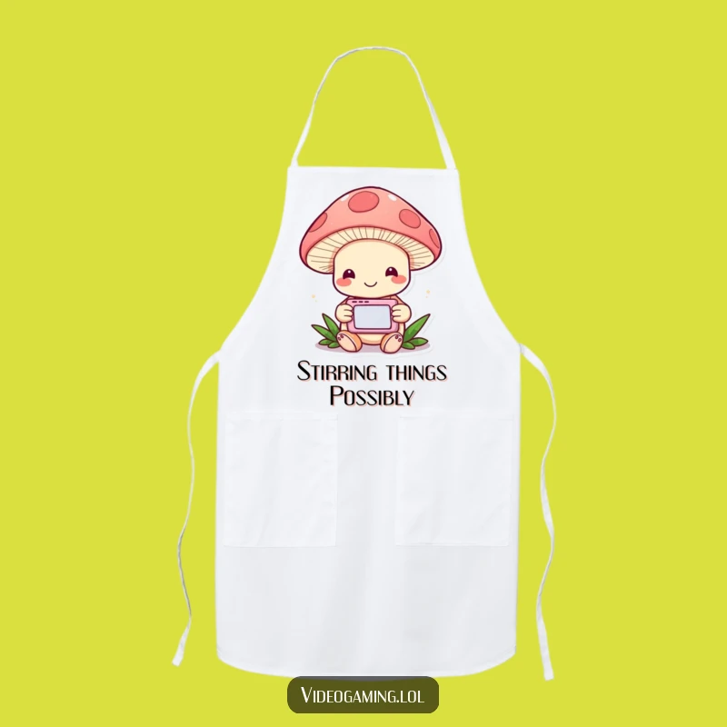 Funny Mushroom Gamer Apron: Cook Up Fun with Gaming Flair