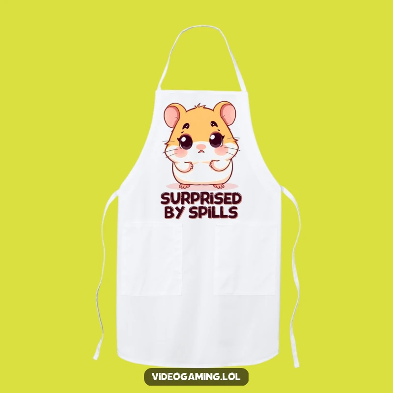 Funny Surprised Hamster Apron - Kitchen & Wide-Eyed Shocked Gift