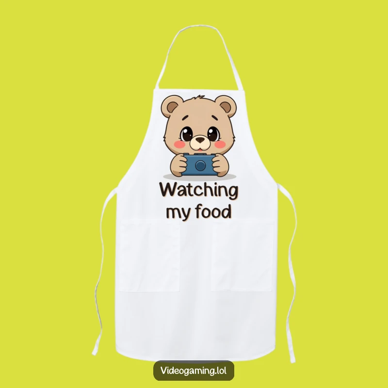 Funny Bear Gamer Apron: Cook with Curious Fascination!
