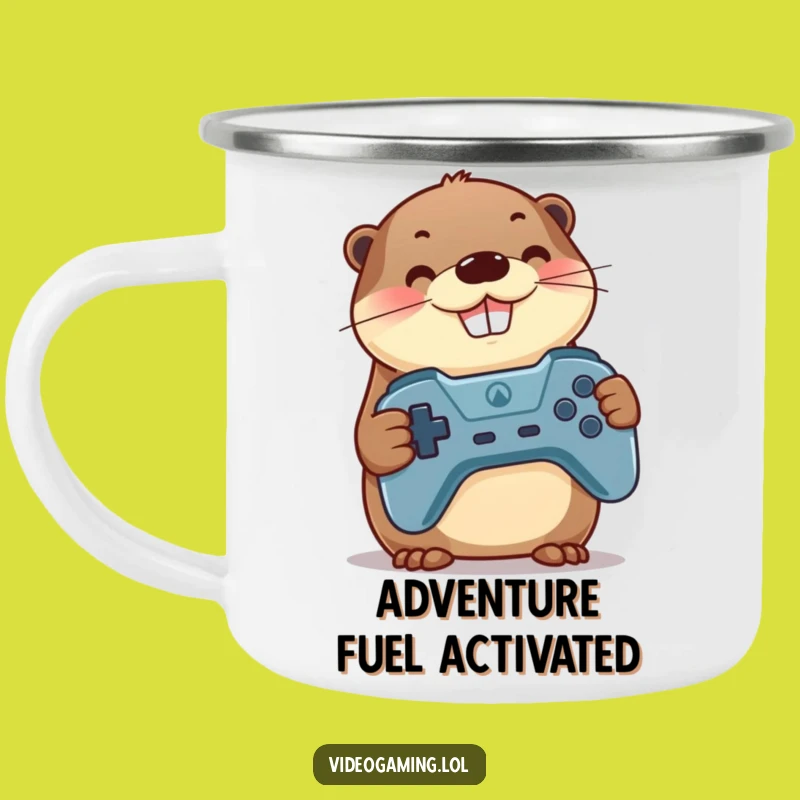 Funny Otter Gamer Camping Mug - Durable Otter Holding Controller, Outdoor Funny Gift