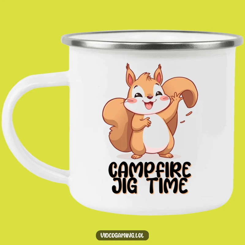 Funny Dancing Squirrel Victory Camping Mug: Celebrate Wins Outdoors
