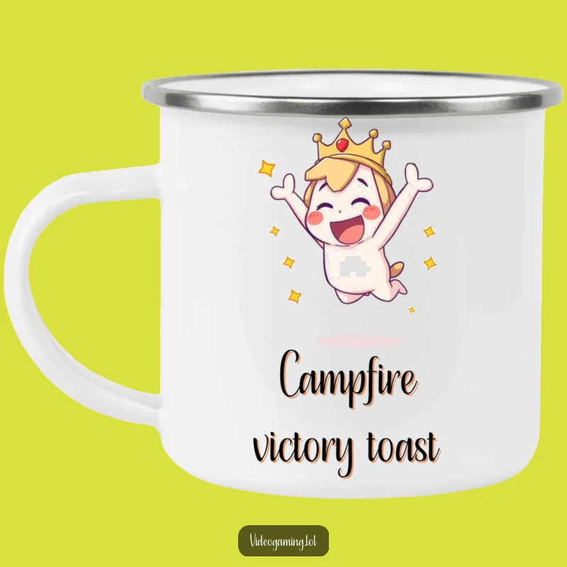 Funny Adventure Mug: Playful Character Leaping, Durable Funny Camp Gift