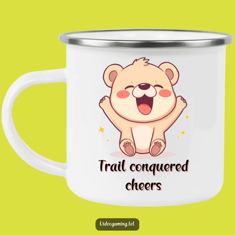 Funny Bear Cub Camping Mug: Outdoor Victory Laugh Cup