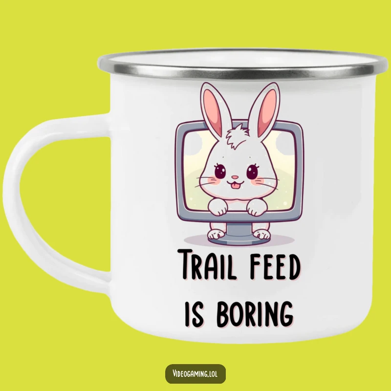 Funny Cheerful Rabbit Camping Mug: Rugged Gamer Gear for Screen Time