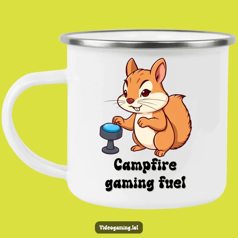 Funny Gamer Squirrel Camping Mug: Durable Focus, Hilarious Outdoor Gift