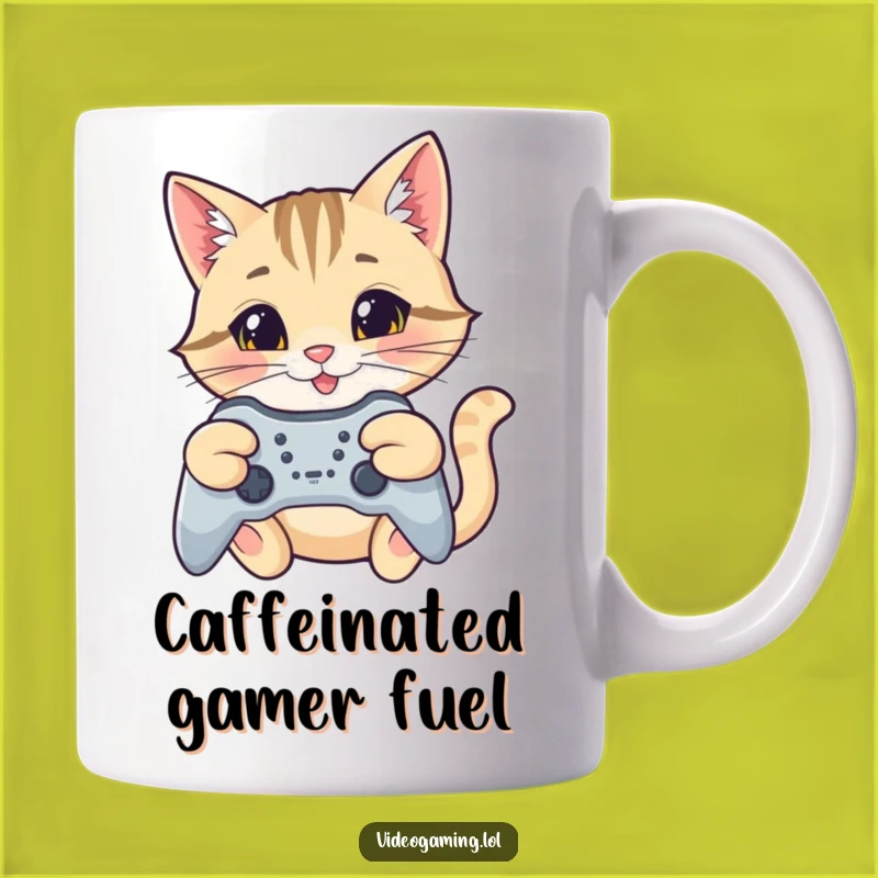 Funny Cat Gamer Mug: Focused Smile Gift for Happy Players