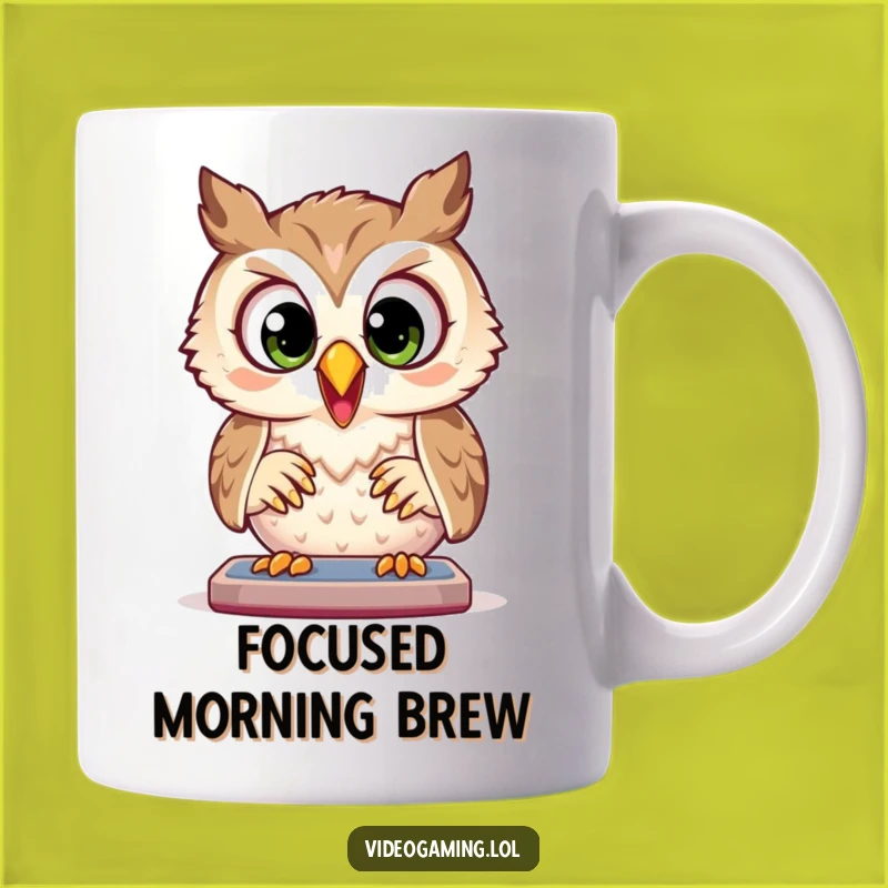 Funny Owl Gaming Mug: Focused Play, Perfect Gift for Gamers