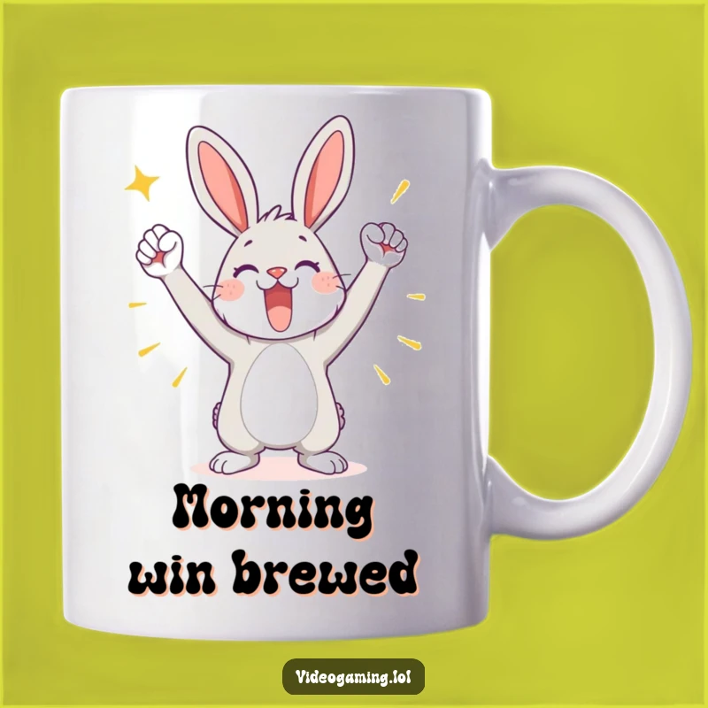 Funny Victory Bunny Mug: Celebrate Wins with This Adorable Funny Gift