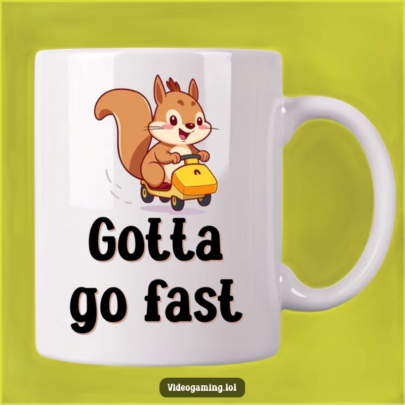 Funny Squirrel Racer Mug - Energetic Zooming Gift for Speed Lovers