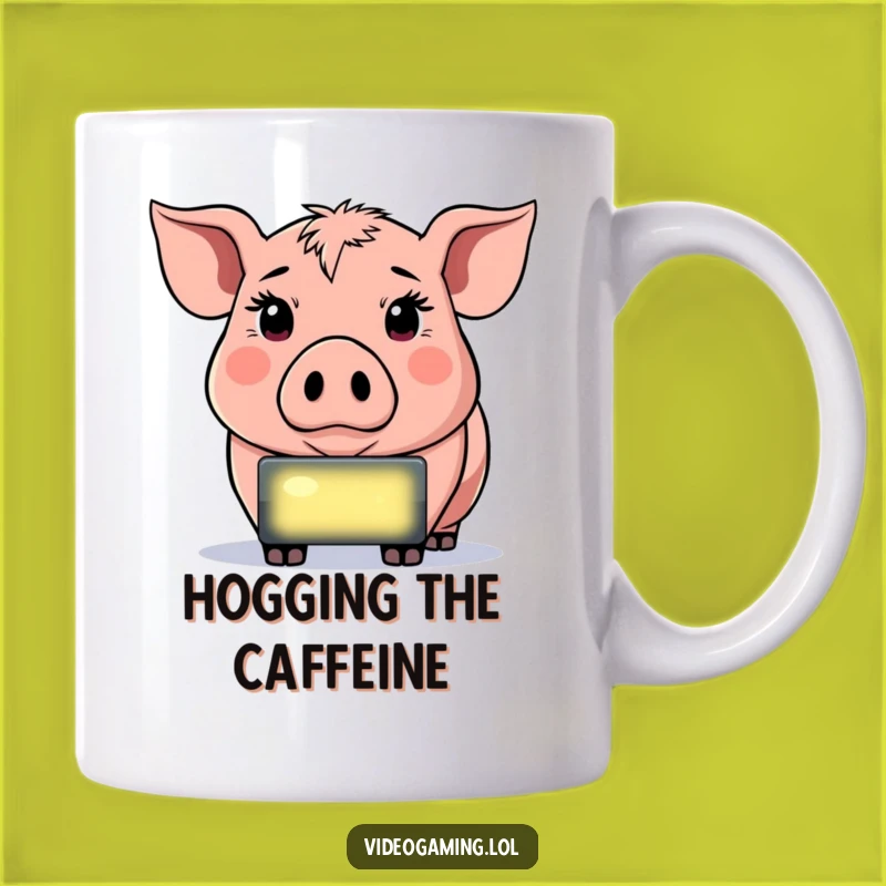 Funny Determined Pig Gamer Mug - Focused Screen Staring Gift for Enthusiasts