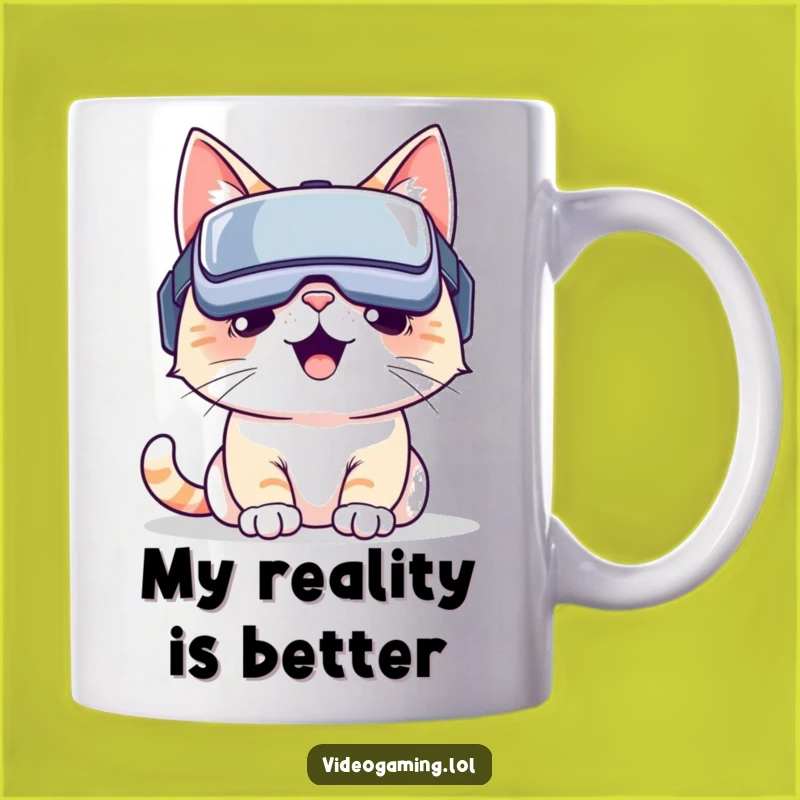 Funny VR Cat Mug: This Hilarious Feline's Virtual Adventure Makes a Perfect Gift