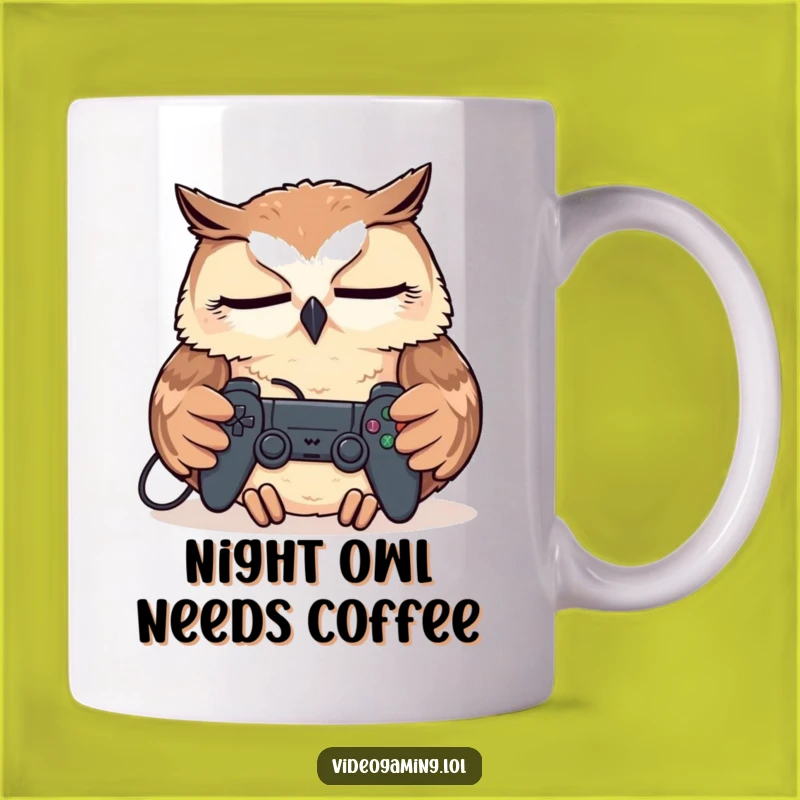 Funny Tired Owl Gamer Mug - Hilarious Nap Controller Gift for Sleepy Gamers