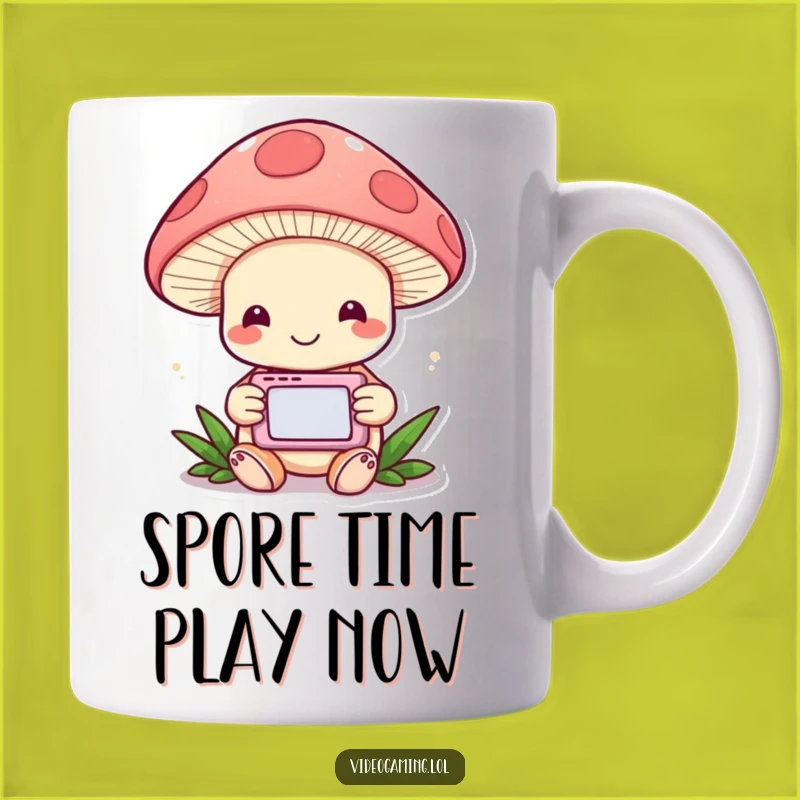 Funny Mushroom Gamer Mug: Enchanting Handheld Fun Gift for Players