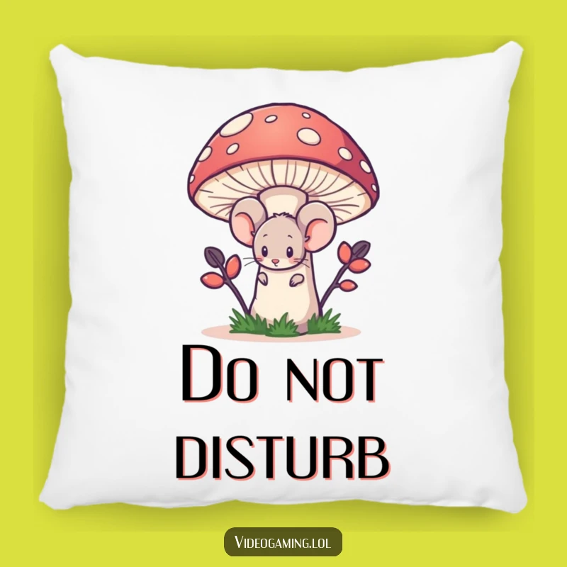 Funny Shy Mouse Pillow: Cozy Pixelated Mushroom Cushion