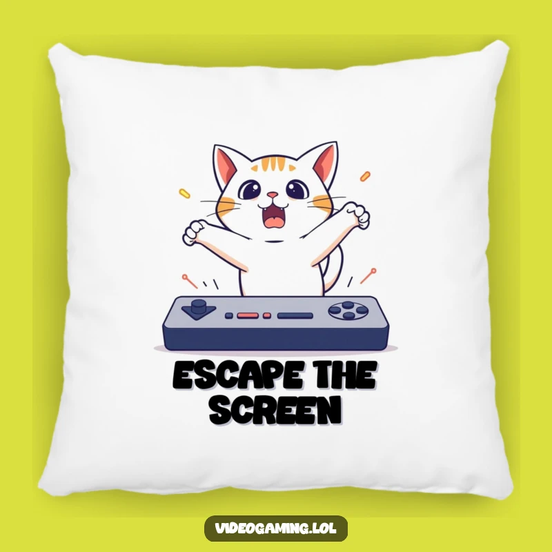 Funny Cat Gaming Pillow: Cozy Comfort with Surprised Feline Fun