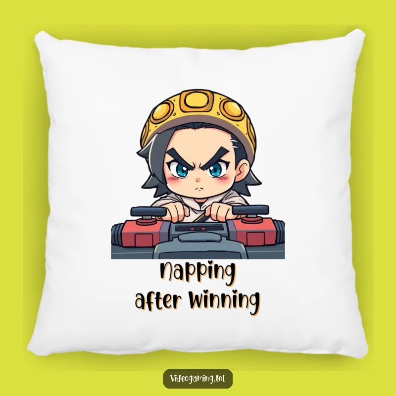 Funny Gamer Pillow - Cozy Accent with Determined Character Fast Game Art