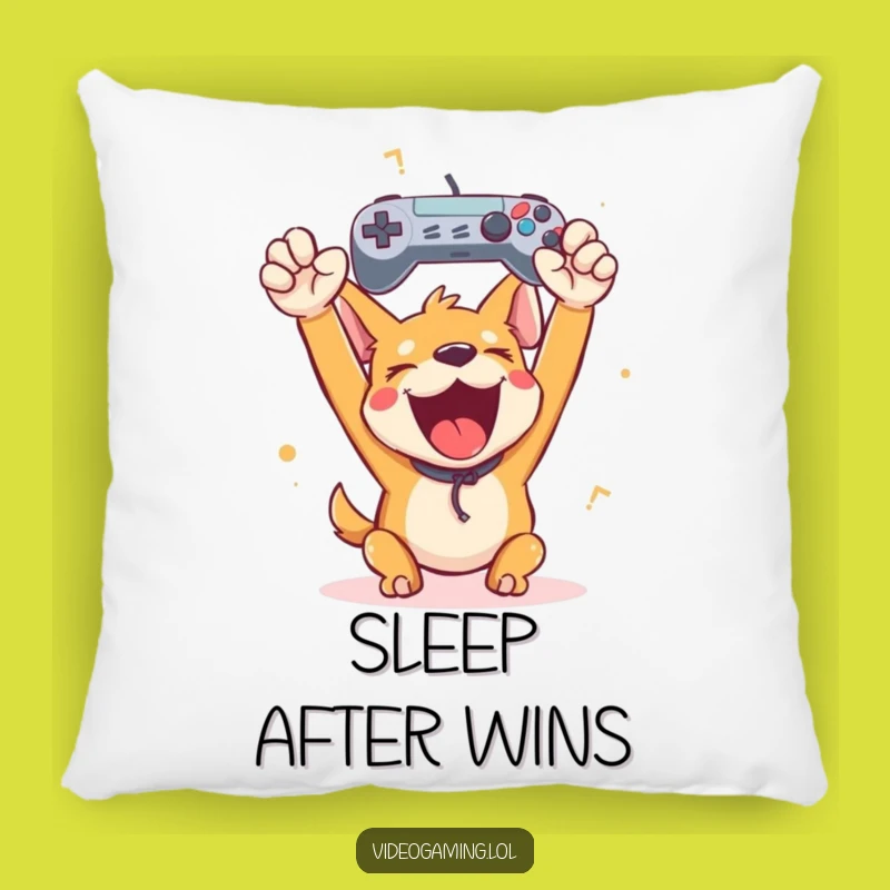 Funny Happy Dog Gamer Pillow: Comfy and Hilarious Victory Accent