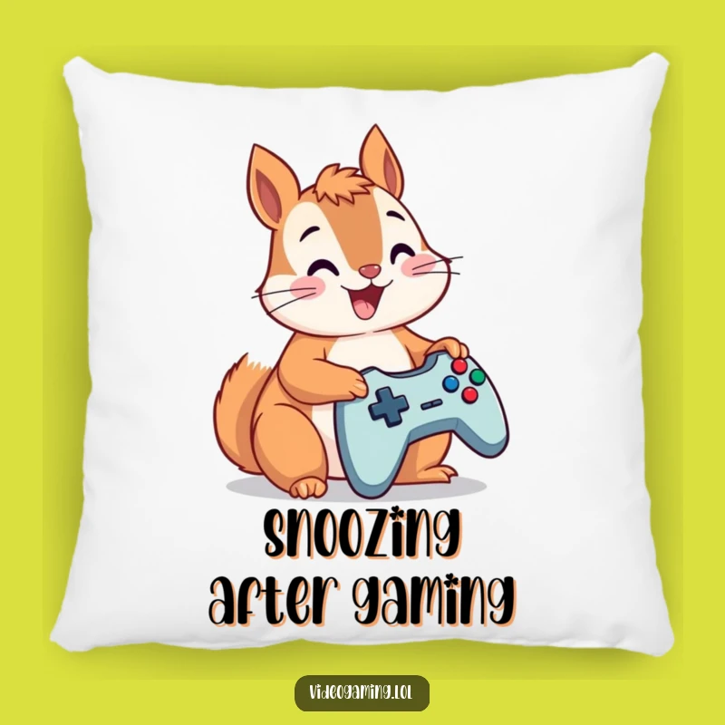 Funny Squirrel Gamer Pillow: Cozy Controller Champ Comfort for Gamers