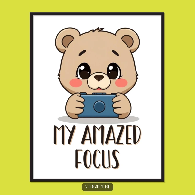 Funny Bear Gamer Digital Print: Instant Captivated Wall Art!