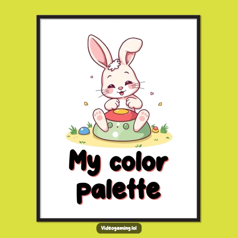 Funny Bouncing Bunny Digital Art - Vibrant Colorful Game Print Gift