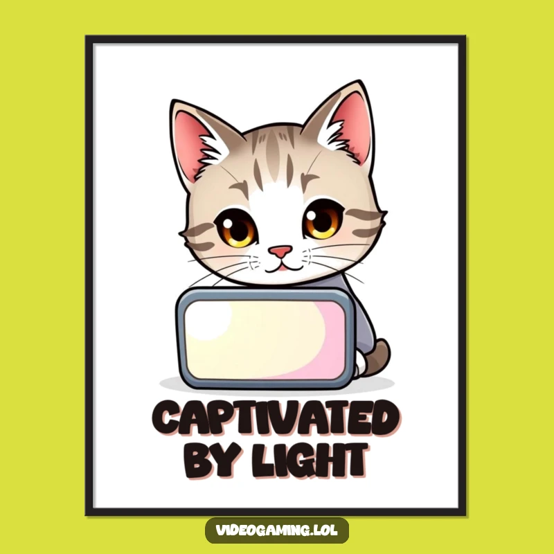 Funny Cat Gamer Digital Print: Curious Feline Art for Instant Intrigue