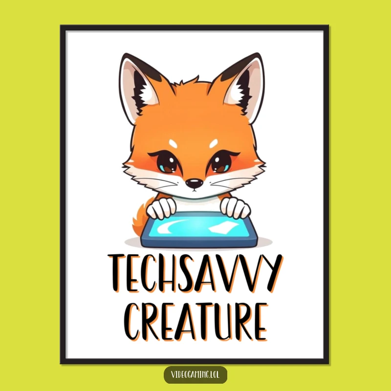 Funny Fox Screen Stare Digital Art: Curious Fox Wonder for Your Walls!