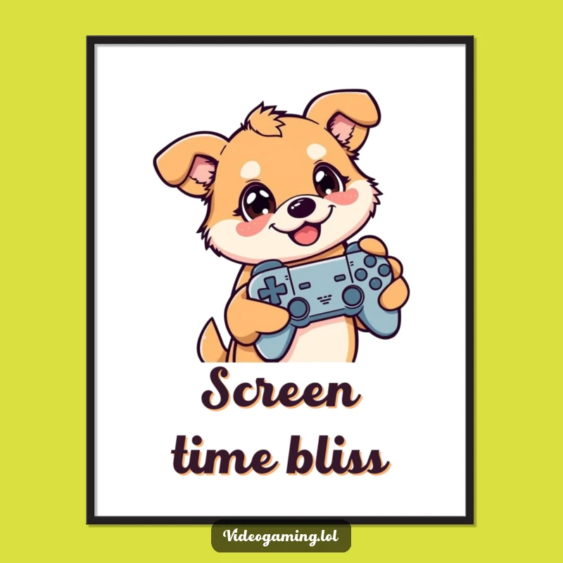 Funny Gamer Dog Digital Art: Instant Gaming Vibes for Your Walls