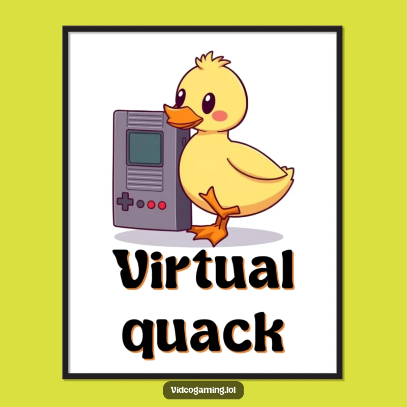 Funny Wobbly Duck Digital Art: Game Cartridge Balance - Instant Funny Gift for Walls