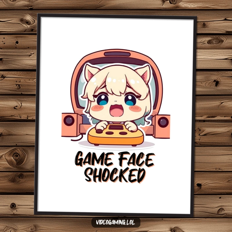 Funny Gamer Digital Art: A delighted character captured in a hilariously shocked expression, embodying intense game reactions.