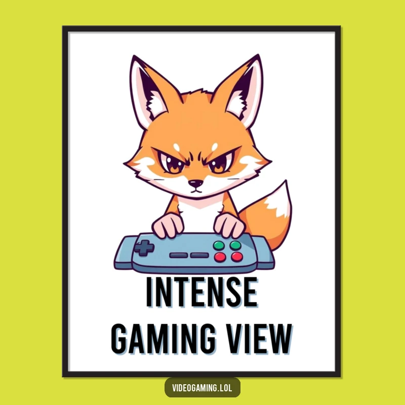 Funny Fox Gamer Digital Print - Capture Intense Focus Instantly
