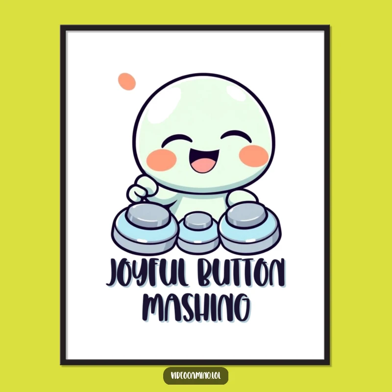 Funny Laughing Gamer Digital Art Print - Giggling Button Decor