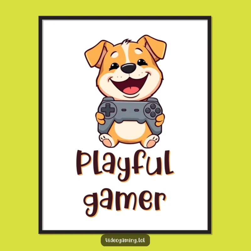 Funny Dog Digital Art: Playful Gamer Decor, Unique Funny Gift