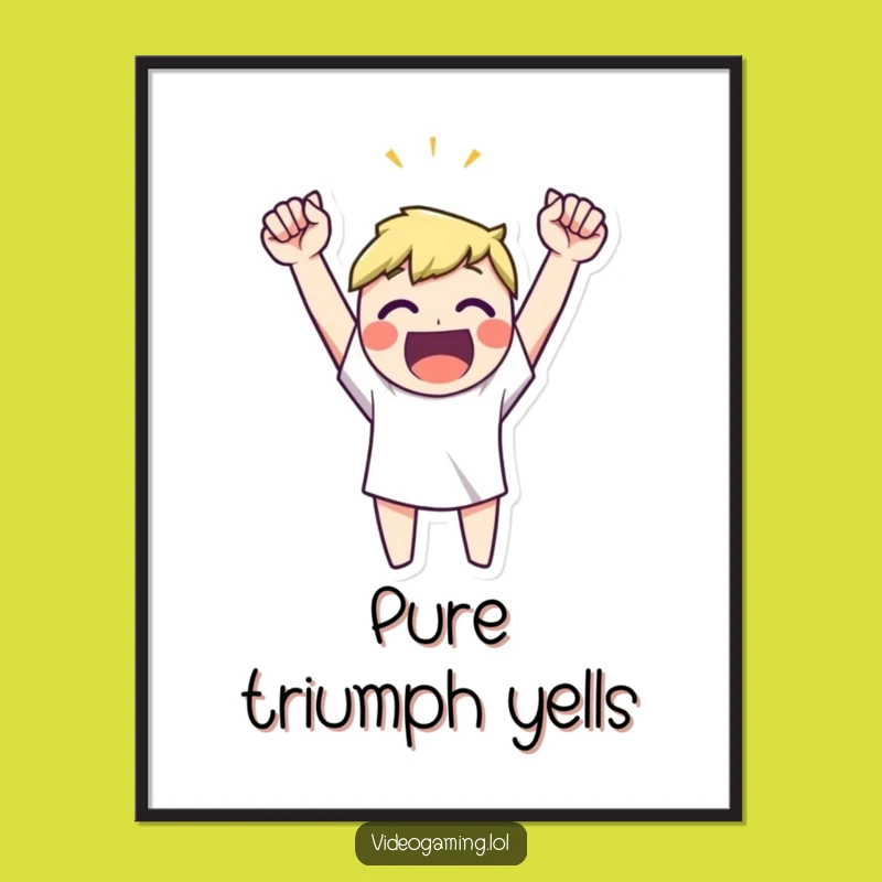 Funny Victory Celebration Digital Art Print - Instant Triumphant Decor