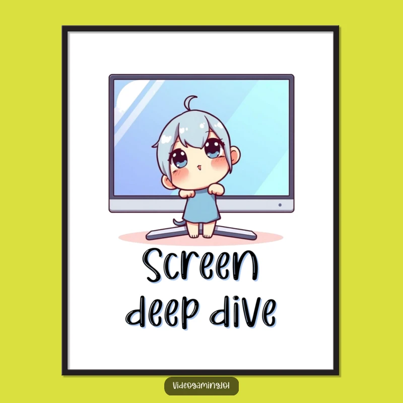 Funny Techie Digital Art: Curious Monitor Focus for Your Space!