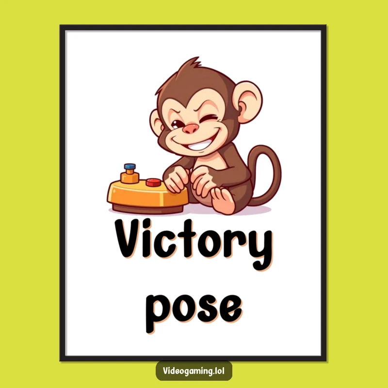Funny Monkey Gamer Digital Art: Mischievous Monkey Gaming Fun for Your Space!