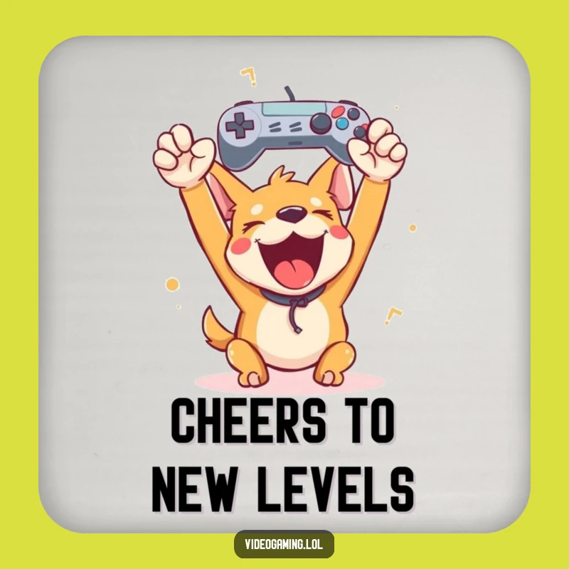 Funny Happy Dog Gamer Coasters: Protect Surfaces with Victory Humor
