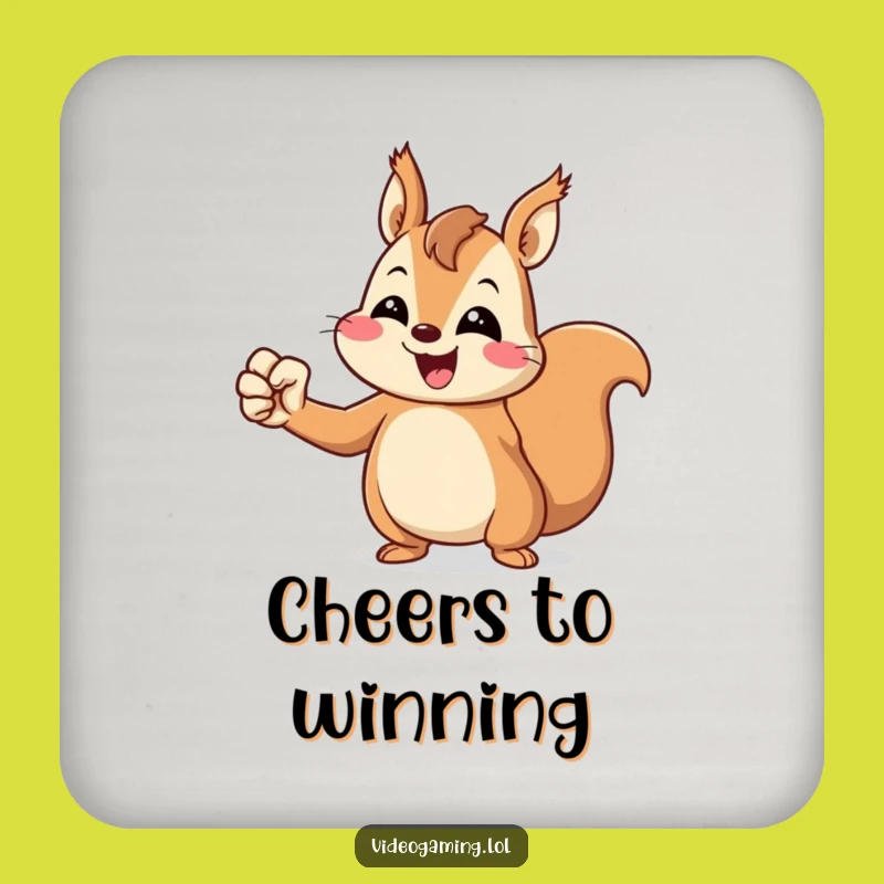 Funny Squirrel Coaster: Protect Surfaces with Victory, Cheerful Funny Gift