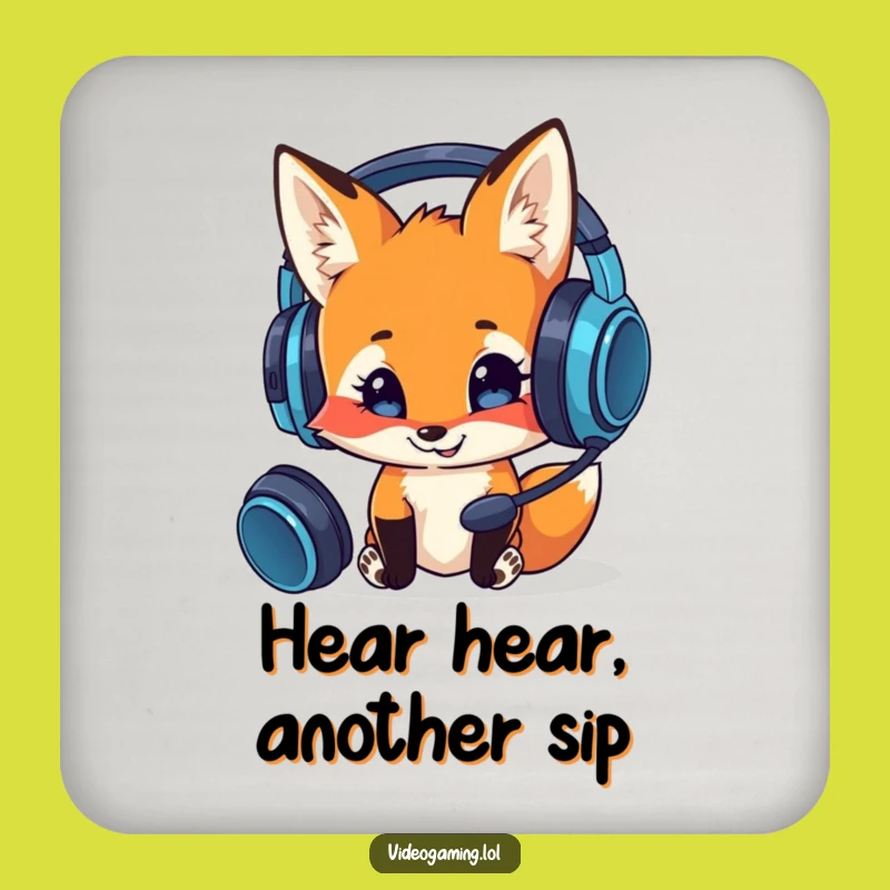 Funny Curious Fox Coaster: Hilarious Gamer Protection for Headset Fans