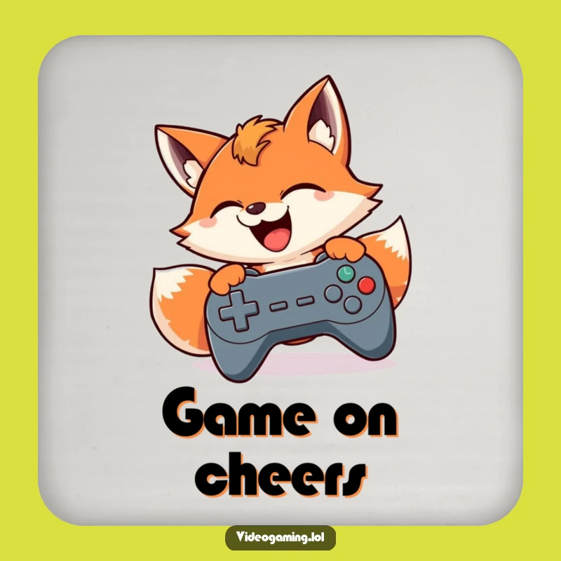 Funny Gamer Fox Coasters: Protect Surfaces with Button-Mashing Humor