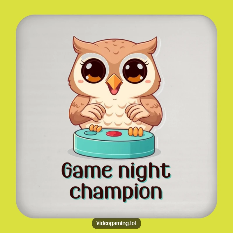 Funny Joyful Owl Drink Coaster - Gamer Table Protector Gift
